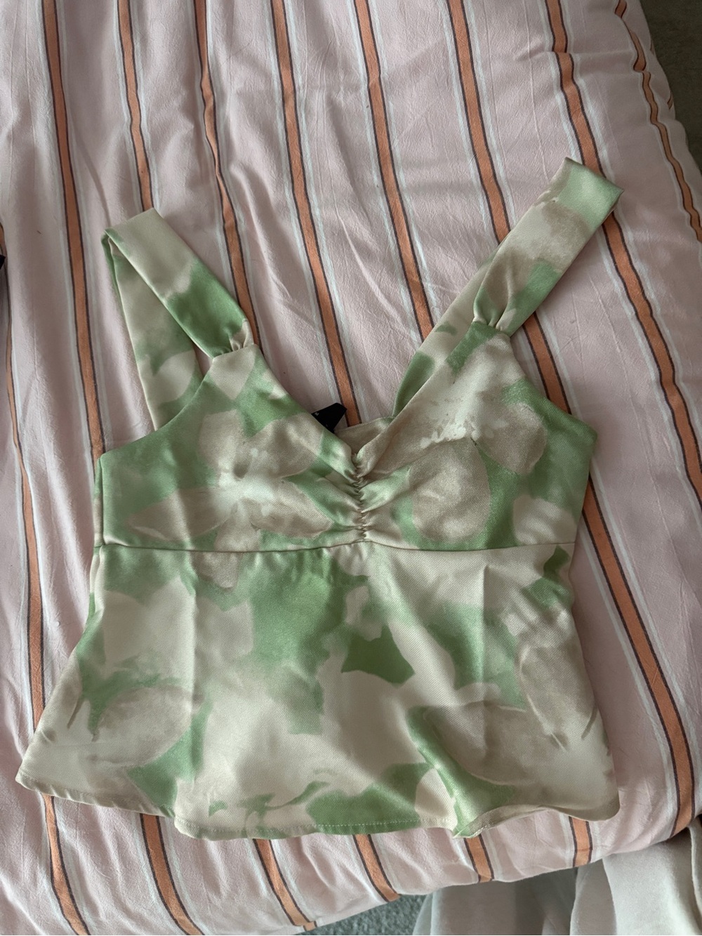 Reclaimed Vintage Green & Cream Floral V-Neck Cami